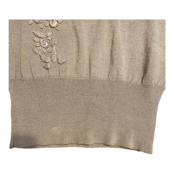 Vintage wool blend embroidered roses sweater szS - Picture 12 of 16